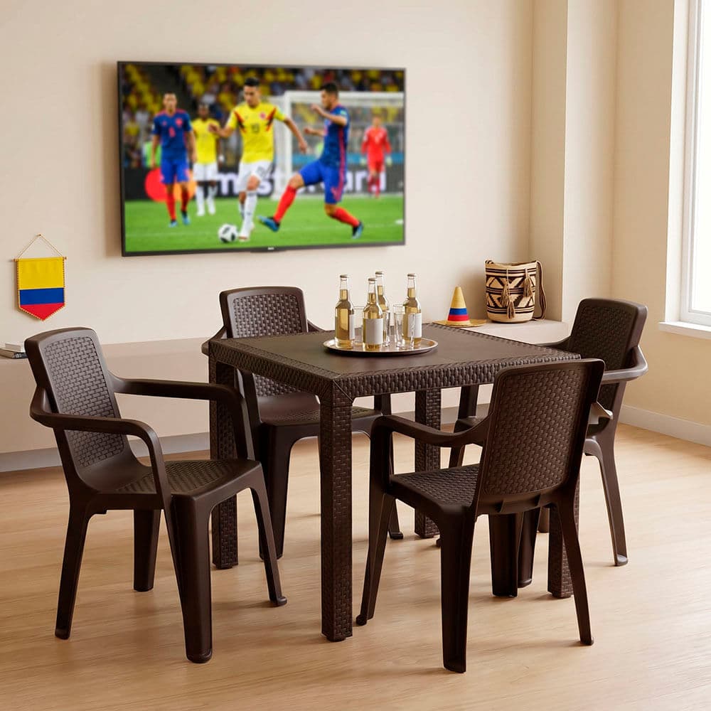 Combo Comedor Eterna, 1 Mesa, 4 Sillas Con Brazos