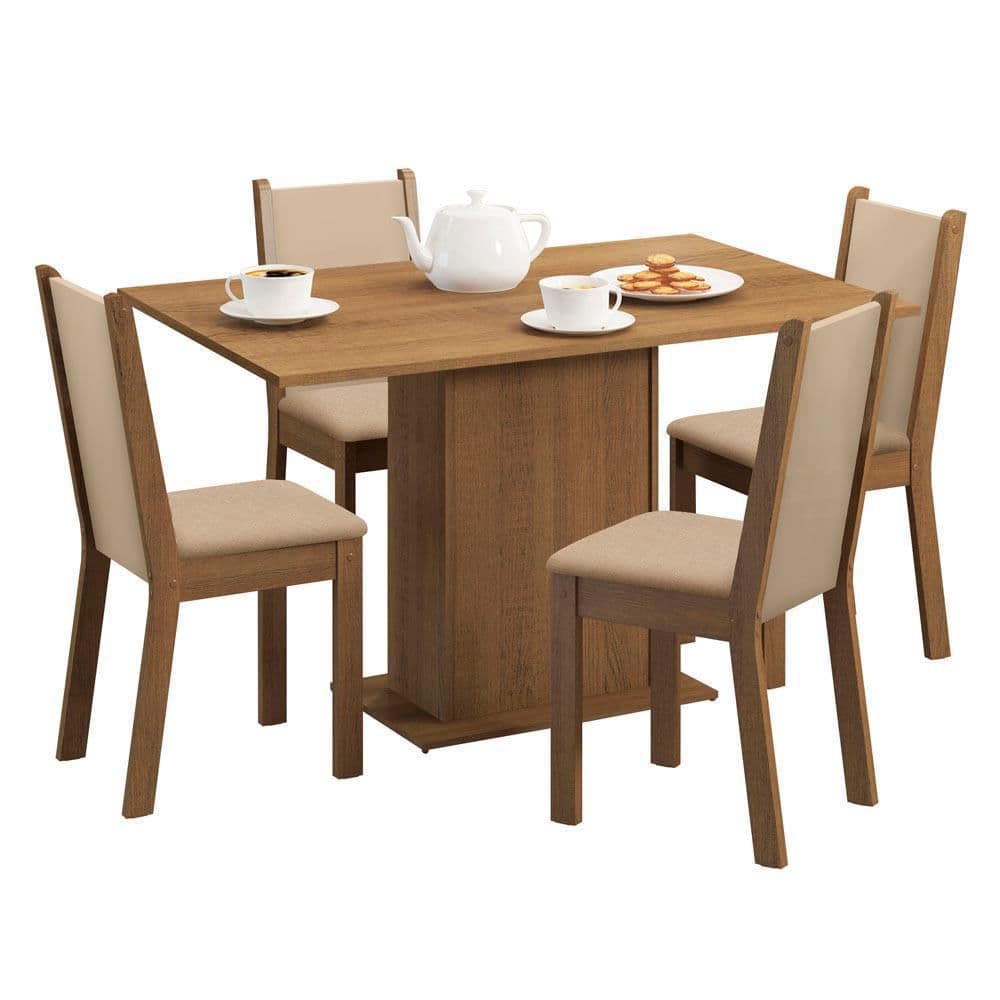 Juego De Comedor Talita Con 4 Sillas Marrón/Crema/Beige