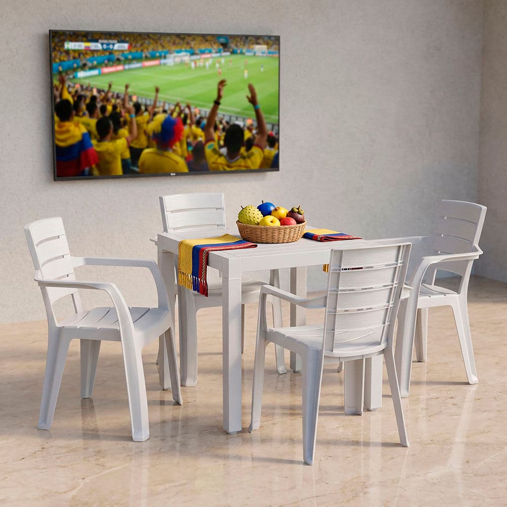 Combo Comedor Barú, 1 Mesa, 4 Sillas Con Brazos