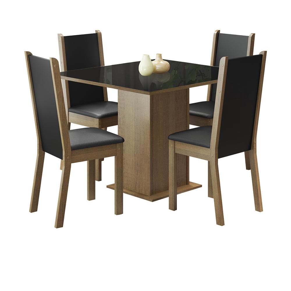 Juego De Comedor Moscou Plus Con 4 Sillas Marrón/Negro/ Negro
