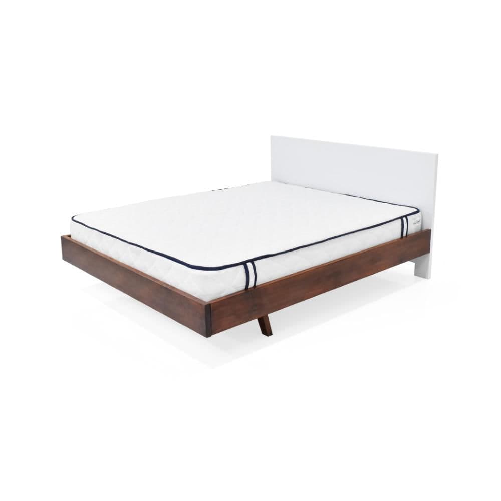 Cama Lanus Queen Blanco Caramelo + Colchón Versalles