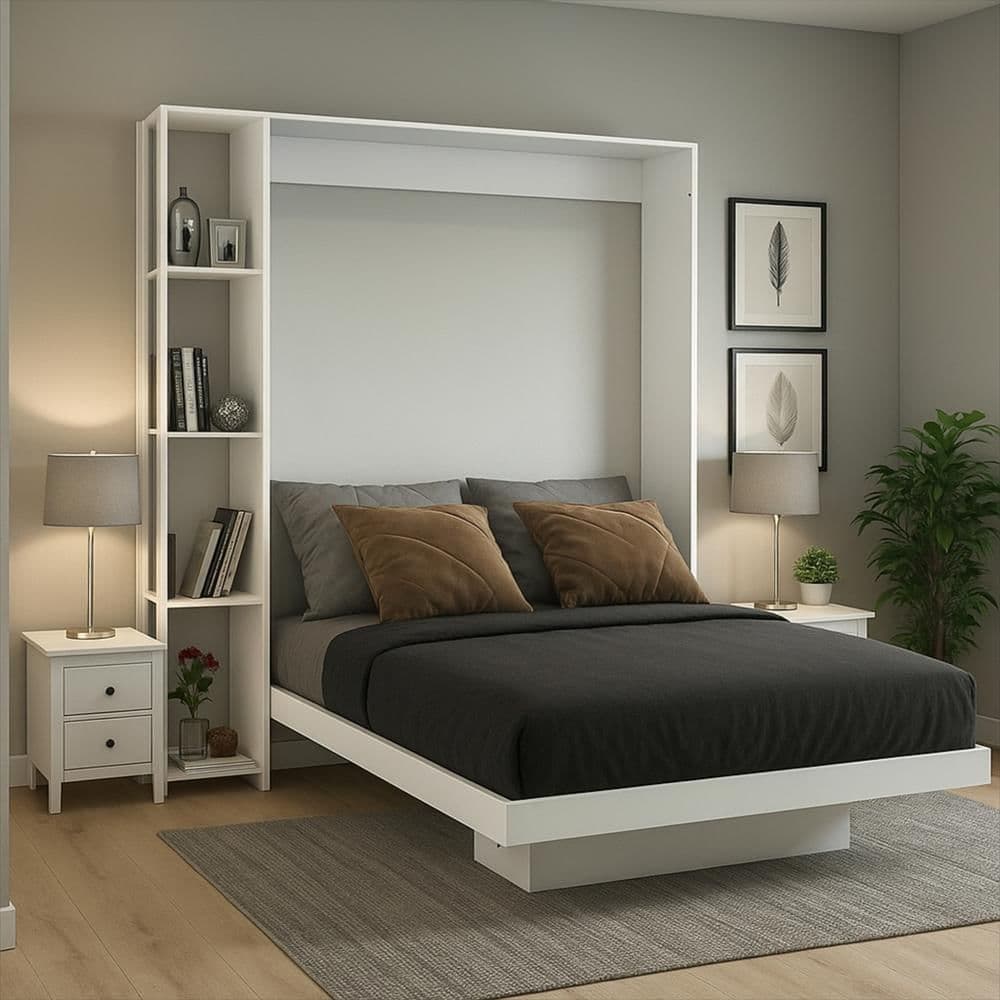 Cama Doble Abatible Siena Blanco En Mdp