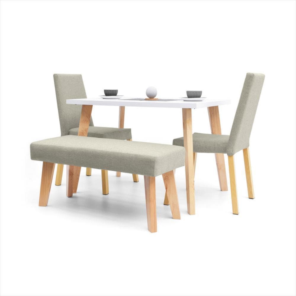 Set Comedor 4 Puestos Oregon Tela Taupe 2 Viena + Banca