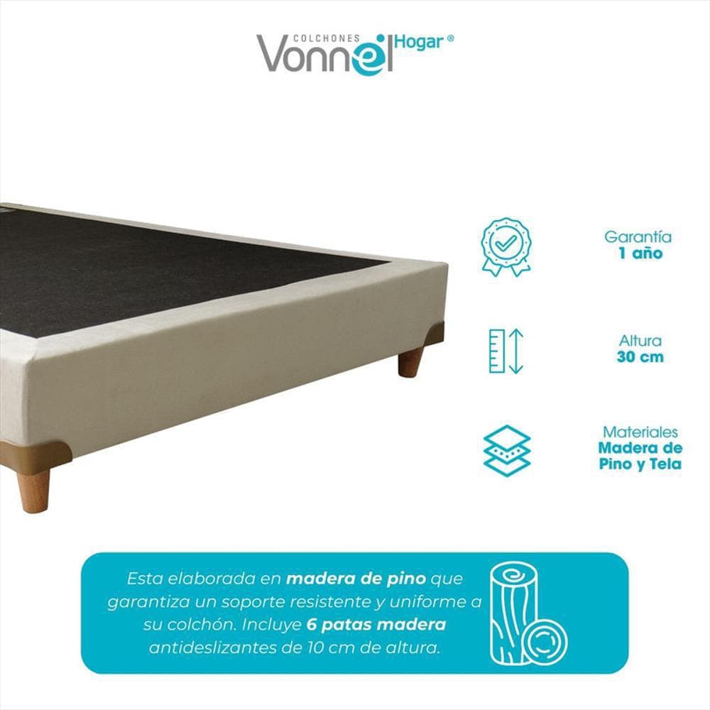 Base Cama Pata Madera 120X190x20 Arena