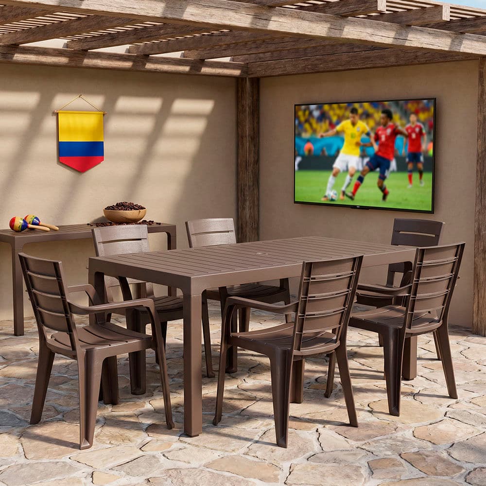 Combo Comedor Familiar Barú, 1 Mesa, 6 Sillas Con Brazos