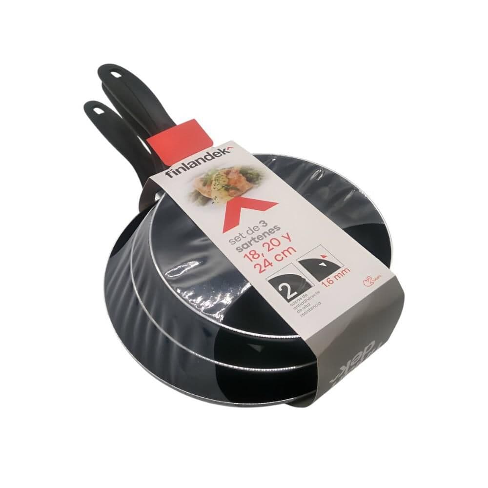 Sarten FINLANDEK Aluminio Antiadherente x 3 Unidades 3 Pieza Surtido