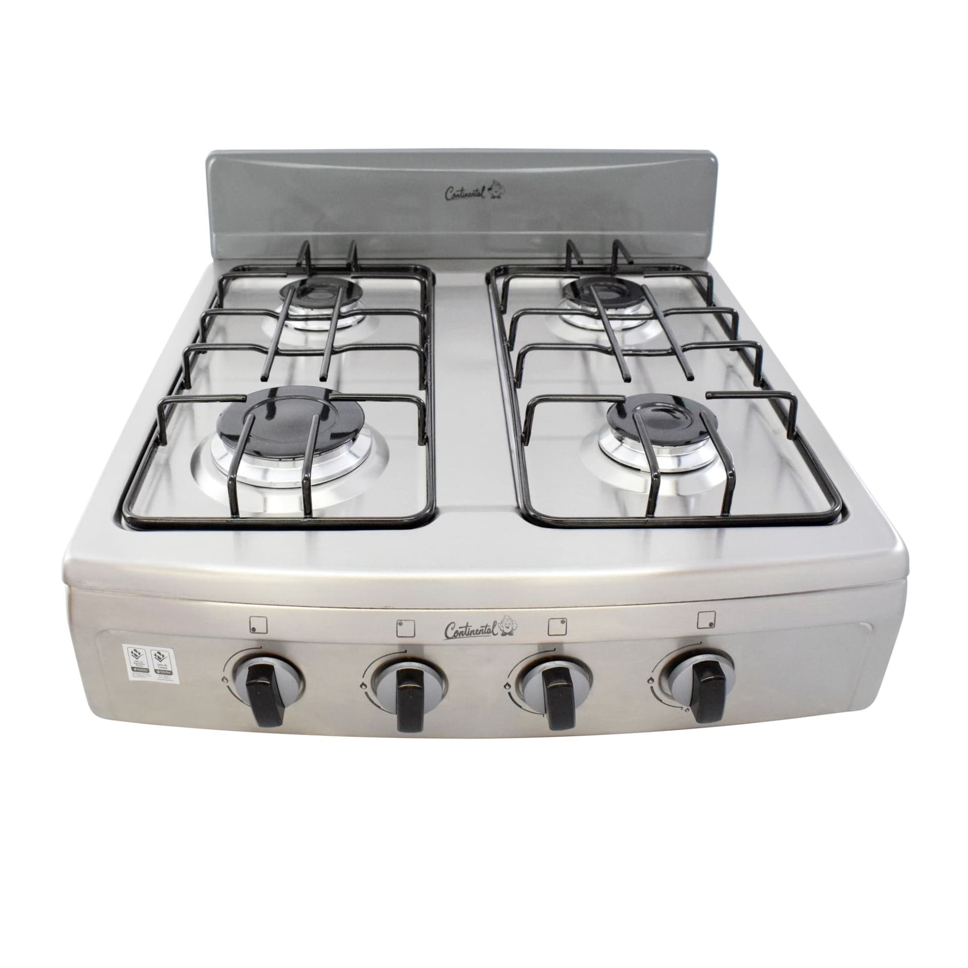 Estufa de Mesa Gas Propano 4 Puestos Gris Acero Inoxidable / Continental
