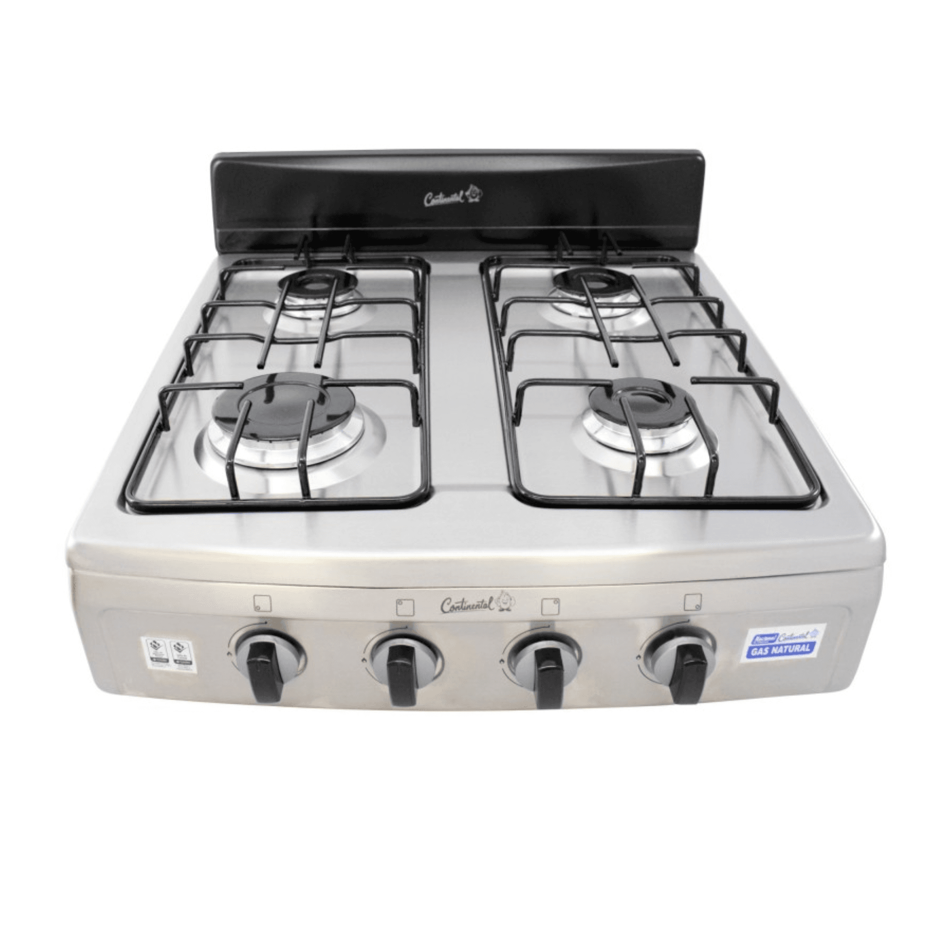 Estufa de Mesa Gas Propano 4 Puestos Negra Acero Inoxidable / Continental