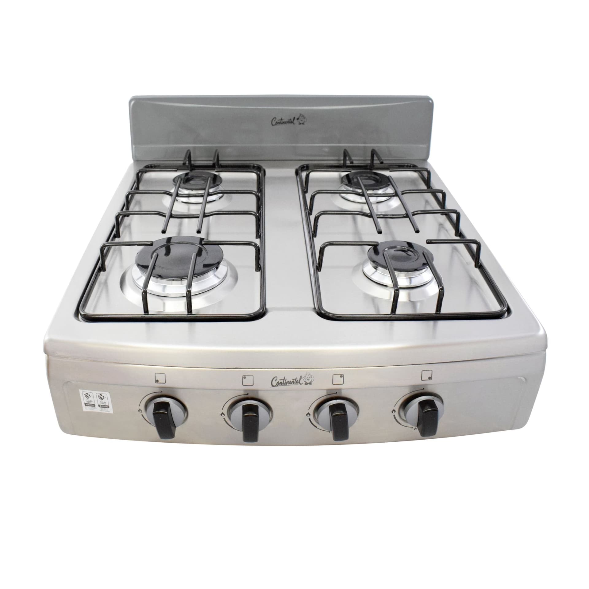 Estufa de Mesa Gas Natural 4 Puestos Gris Acero Inoxidable / Continental