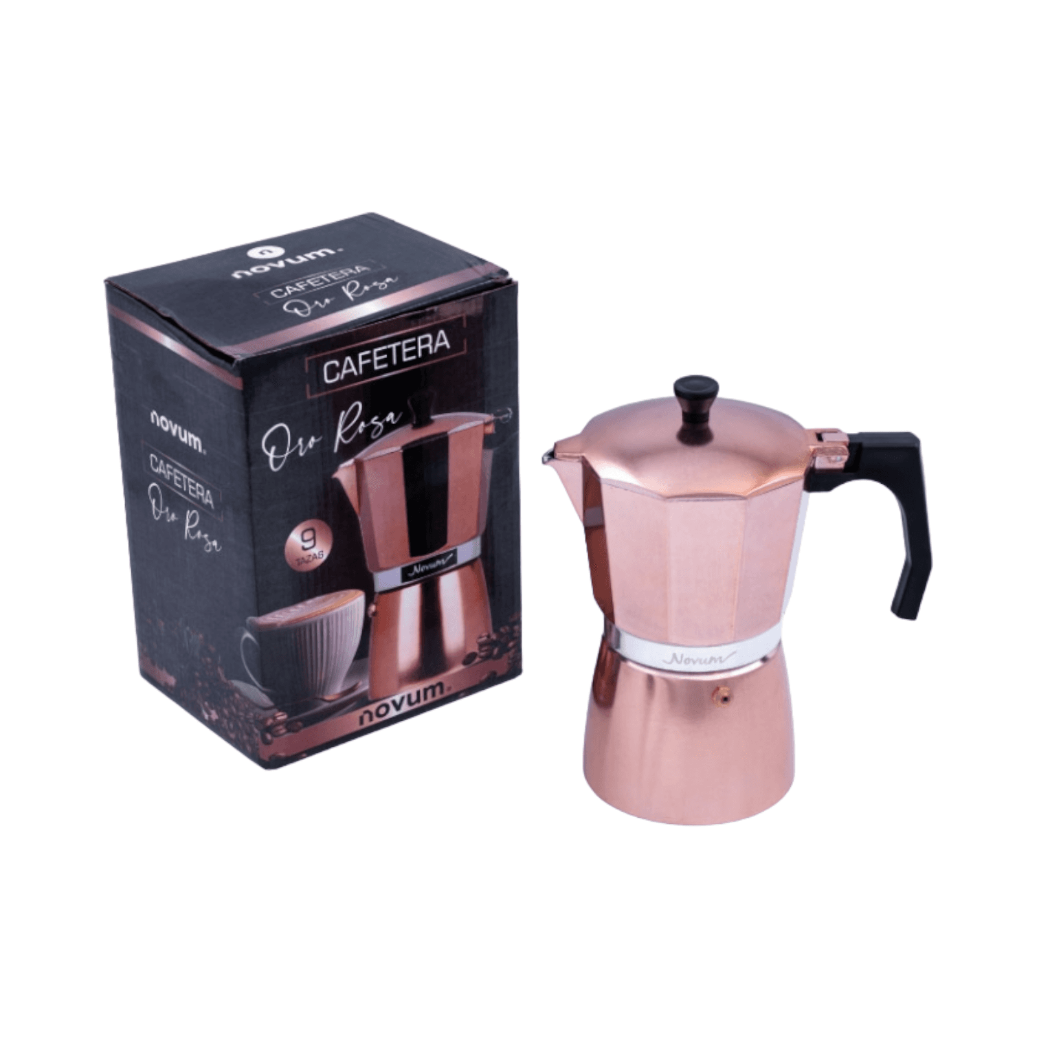 Cafetera Italiana 9 Tazas Oro Rosa / Novum