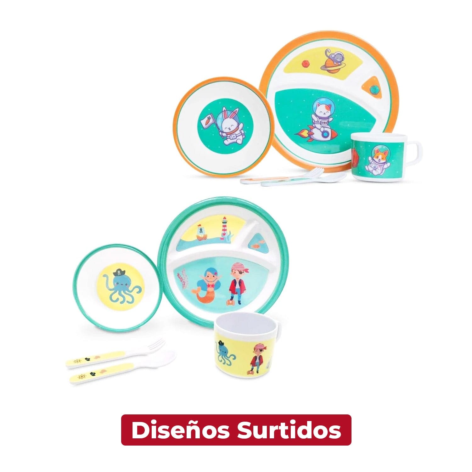 Vajilla Infantil Melamina 1 Puesto - 5 Piezas / Home Elements